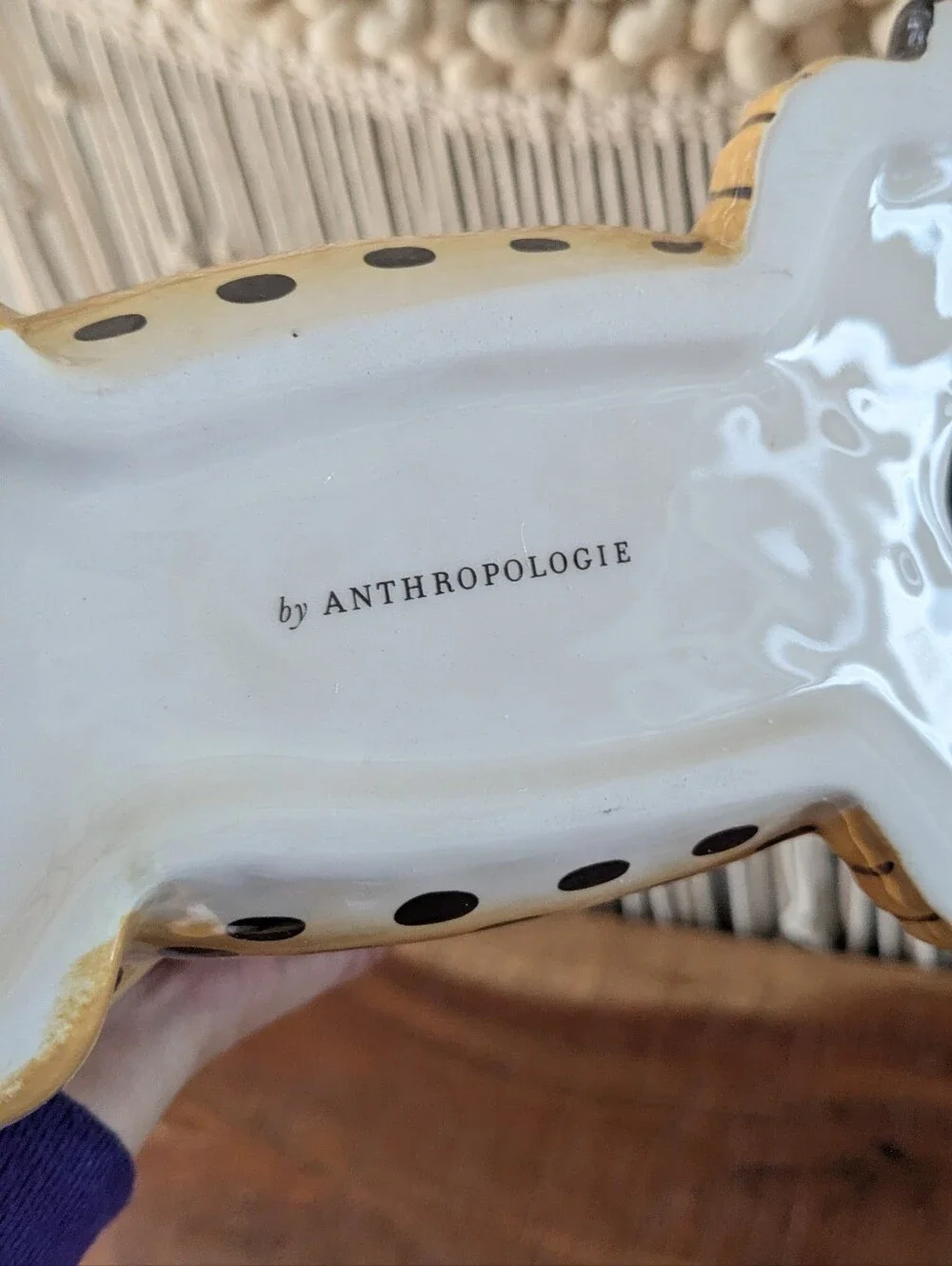 Anthropologie Ceramic Leopard / Cheetah Double Bowl